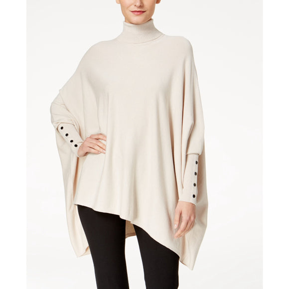 Alfani Women's Light Beige Turtleneck Poncho Sweater NWT