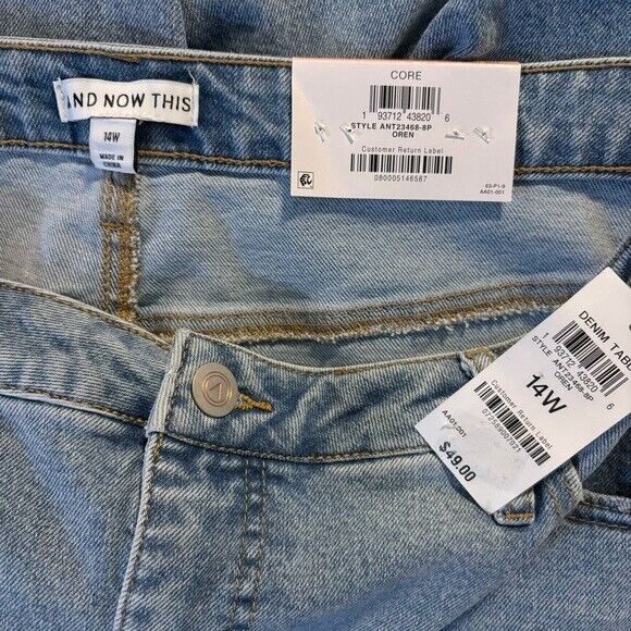 AND NOW THIS Plus Size 14W Light Wash Ripped Mom Jeans NWT