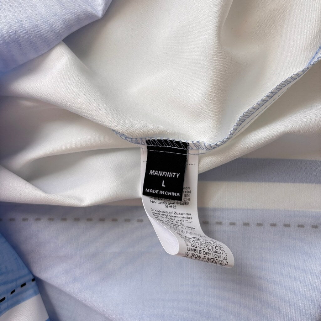 SHEIN Men's Large Blue White Striped Short Sleeve Casual Button Up Shirt NIB