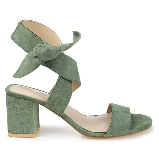 Journee Signature Women's 9.5 Green Leather Block Heel Sandals / Shoes NIB