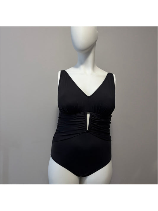 Bleu by Rod Beattie Women's 18W Plus Size Black Ruched One-Piece Swimsuit NWT