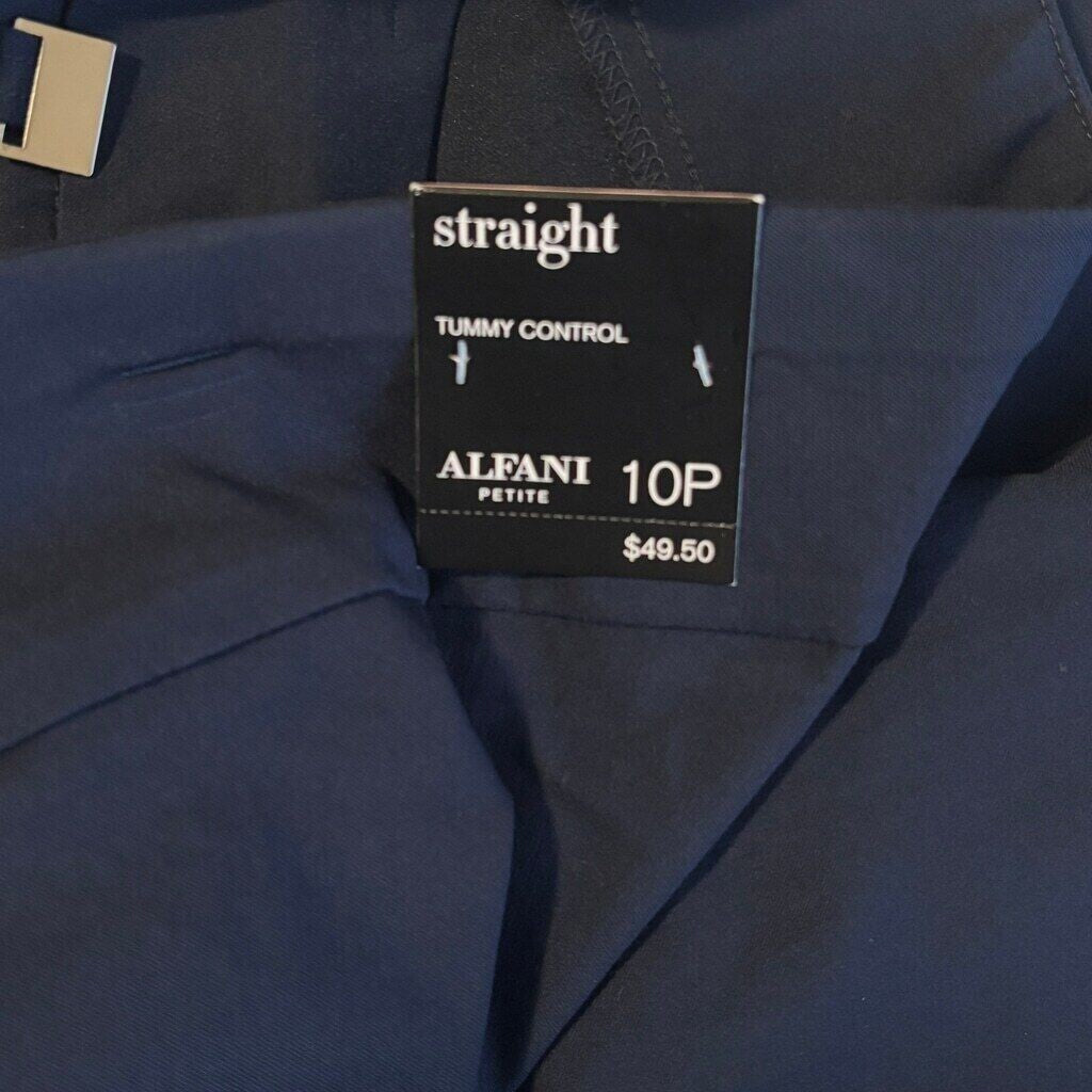 Alfani Women's Petite Navy Blue Tummy Control Straight Leg Dress Pants NWT