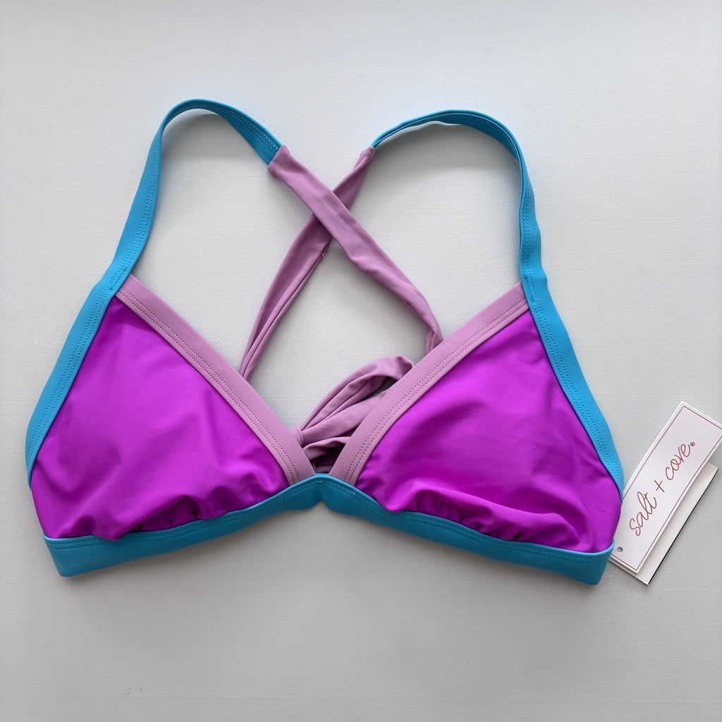 Salt + Cove Size Large Multicolored Contrast-Trim Triangle Bikini Top NWT