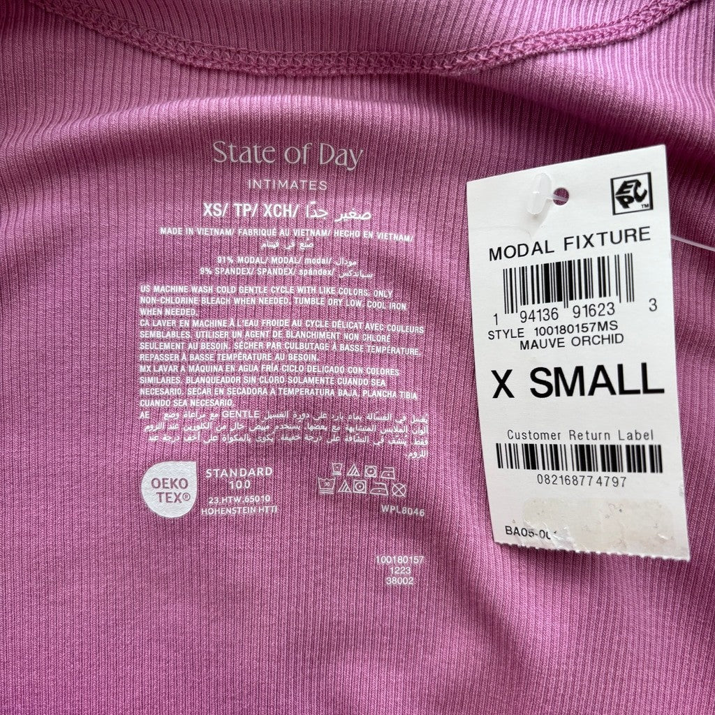 State of Day Women's Size XS Purple Ribbed Modal Comfy Tank Nightgown NWT