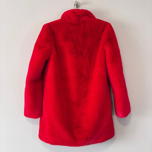Apparis Women's Faux Fur Red Soft Mid-Length Statement Teddy Coat NWOT