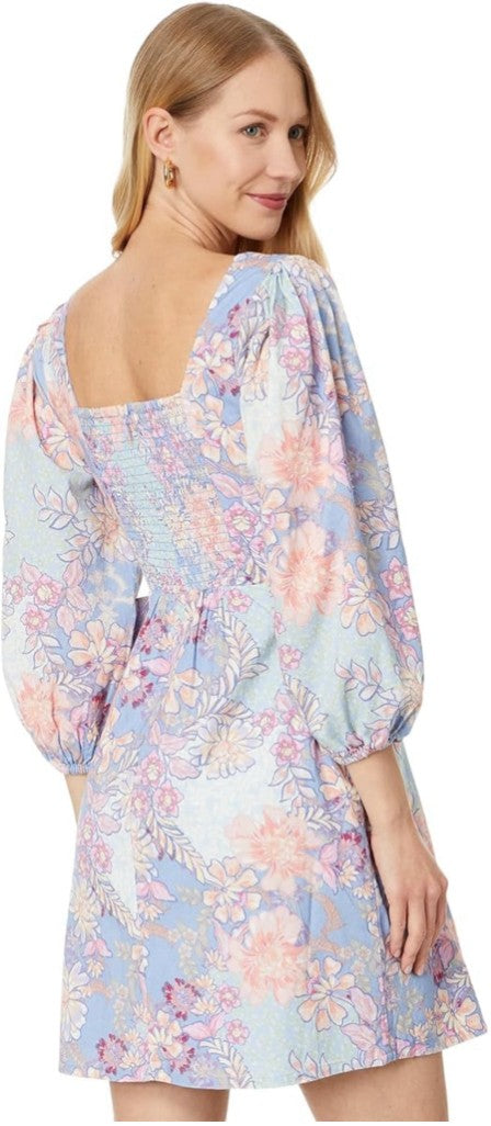 Vince Camuto Women's Size 8 Purple & Pink Floral Puff Sleeve Mini Dress NWT