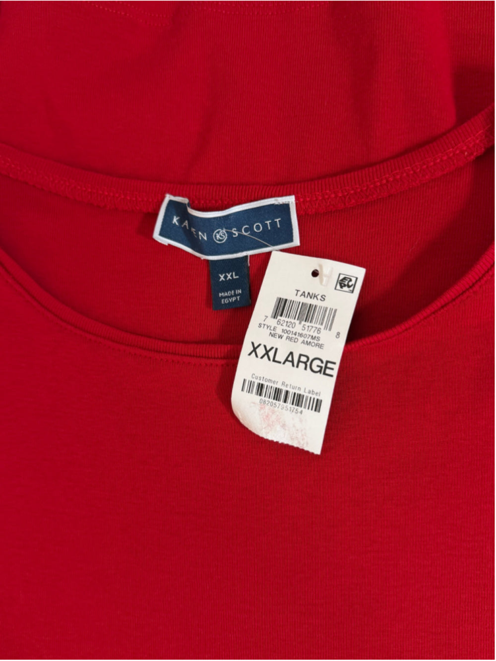 Karen Scott Size XXL Red 100% Cotton Sleeveless Tank Top NWT