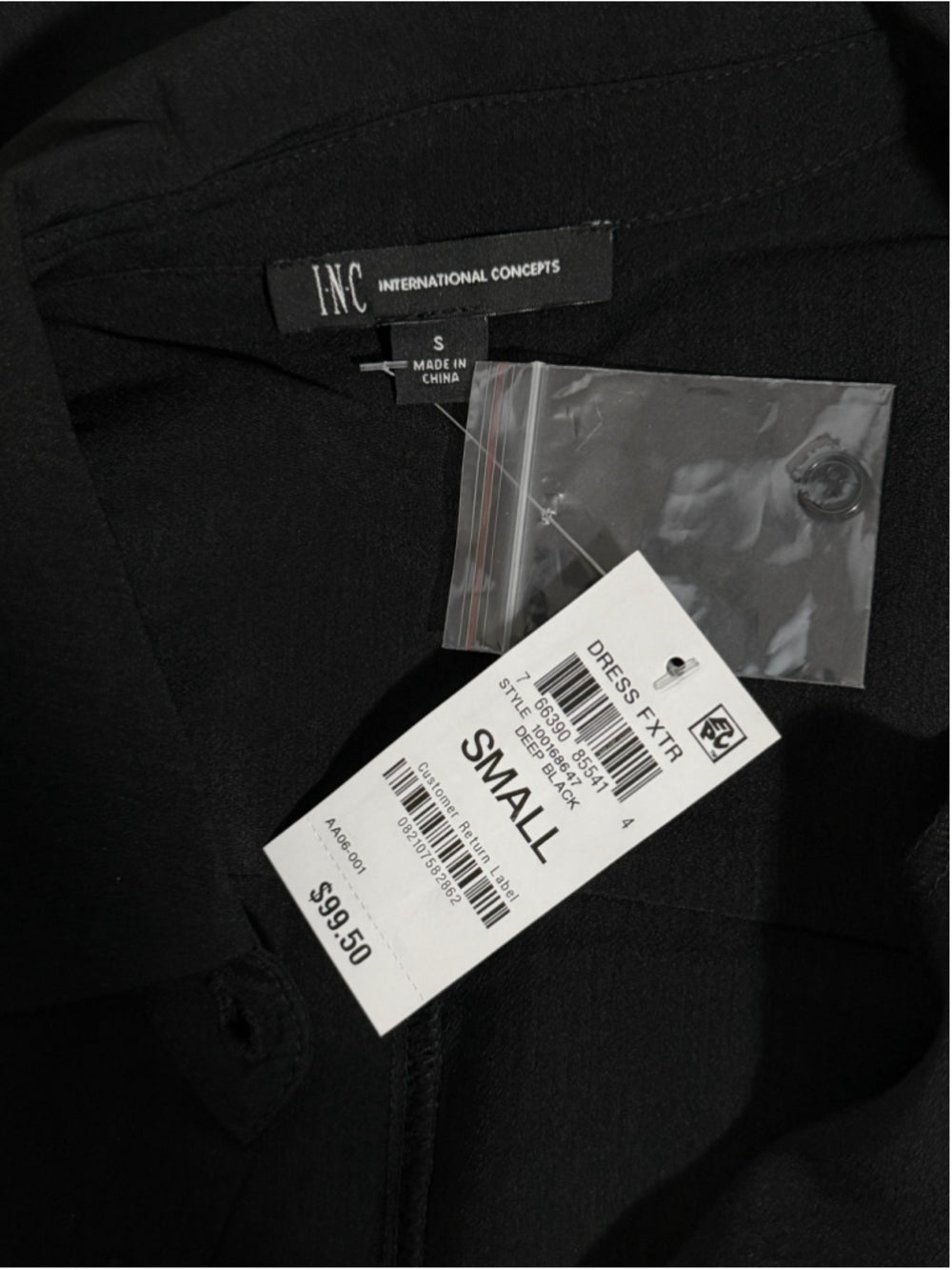 INC International Concepts Size Small Black Shirt Dress w/ Belt NWT