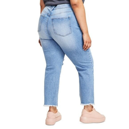 Celebrity Pink Plus Size High-Rise Straight-Leg Distressed Ankle Jeans NWT