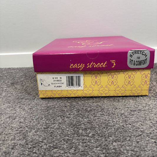 Easy Street Women's 6.5 Black Patent Flash Dress Strappy Heels NIB