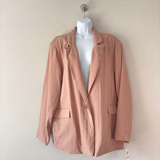And Now This Women's Plus Size Oversized Button-Front Tan Blazer NWT
