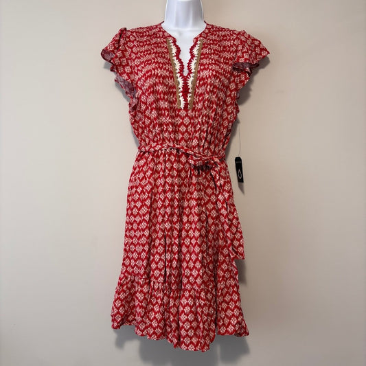 Nautica Jeans Women's Red Crochet-Trim Flutter-Sleeve Mini Dress NWT