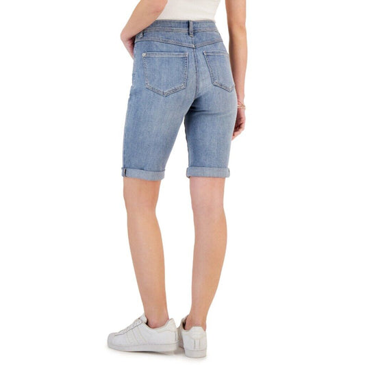 I.N.C. International Concepts Women's 0 Mid-Rise Light Denim Bermuda Shorts.