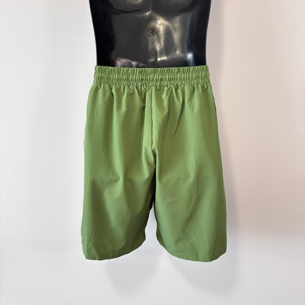 SHEIN Men's Green Solid Drawstring Shorts Daily Casual Wear NIB