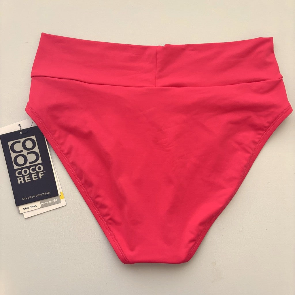 Coco Reef Women's Medium Coral Pink Solid Crossover Bikini Bottoms Swimwear NWT