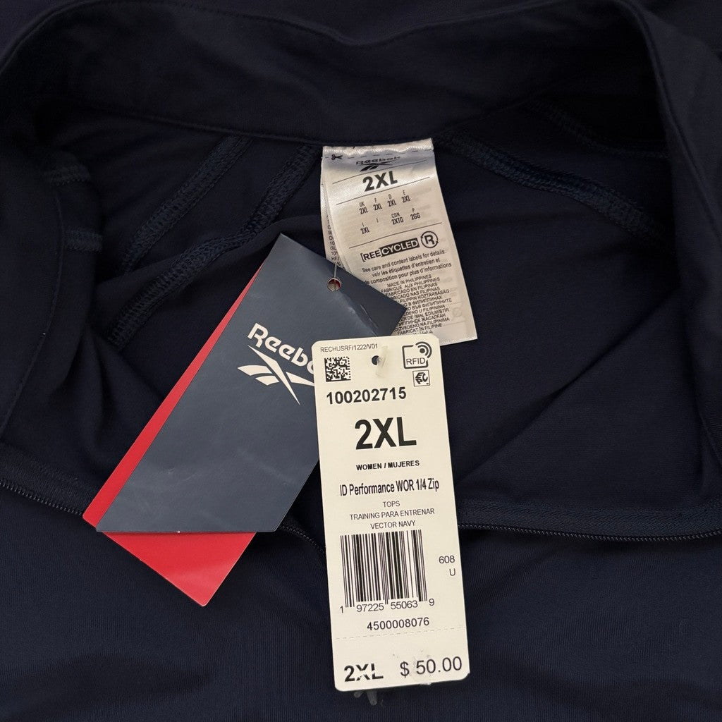 Reebok Women's 2XL Performance 1/4 Zip Top / Sweatshirt Navy Activewear NWT