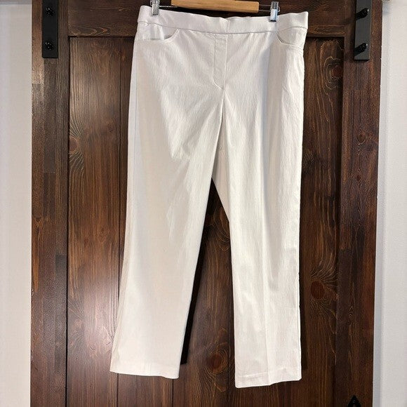 Alfred Dunner Petite Classic Allure White Dress Pants With Elastic Waist NWT