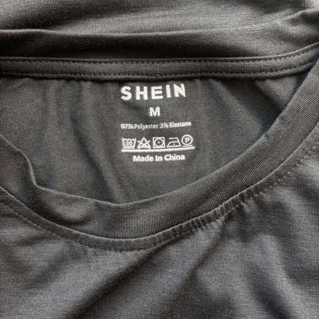 SHEIN Men’s Size Medium Solid Black T-Shirt Stretch Casual Basic Tee NIB