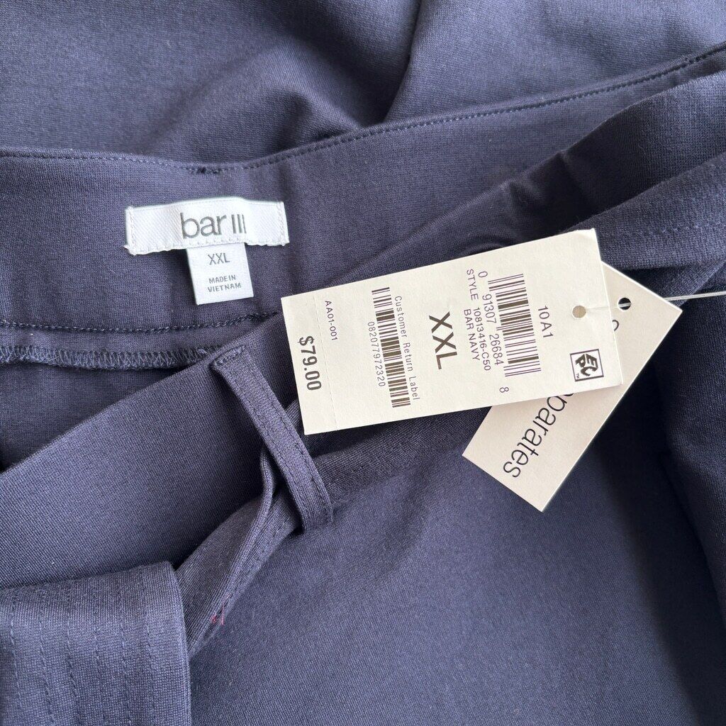 Bar III Women's XXL Navy Blue Tie Front Cropped Comfortable Dress Pants NWT