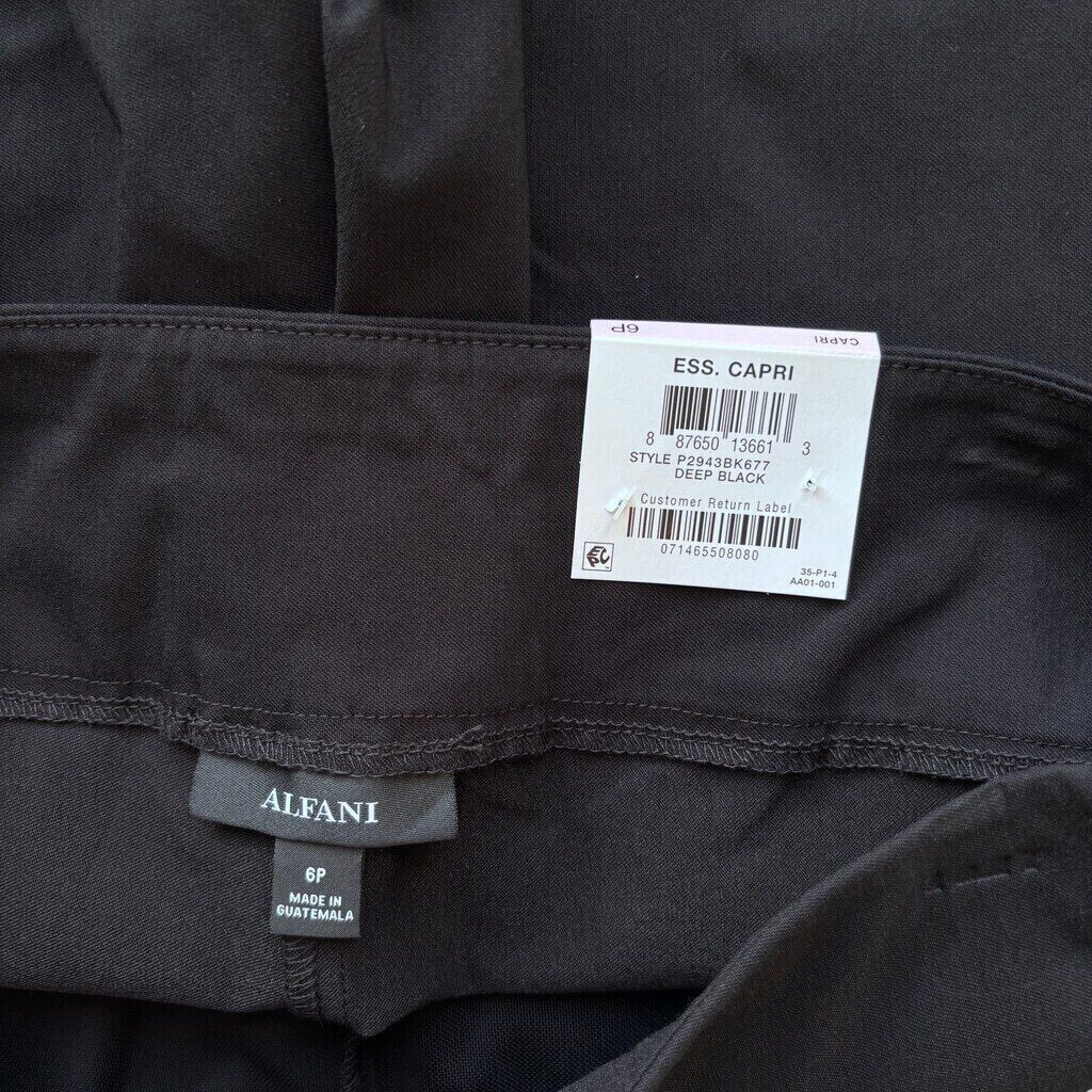 Alfani Women's Black Capri Pull On Dress Pants with Tummy Control NWT