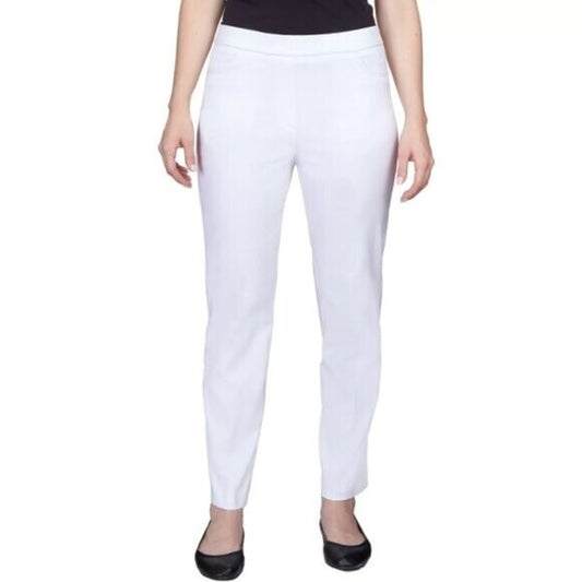 Alfred Dunner 14 Petite Classic Allure White Dress Pants With Elastic Waist NWOT
