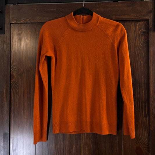 Karen Scott Petite Mock Neck Zip-Back Orange Knit Sweater NWT