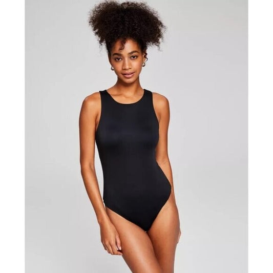 And Now This Plus Size 1X Black Sleeveless High Neck Bodysuit NWT