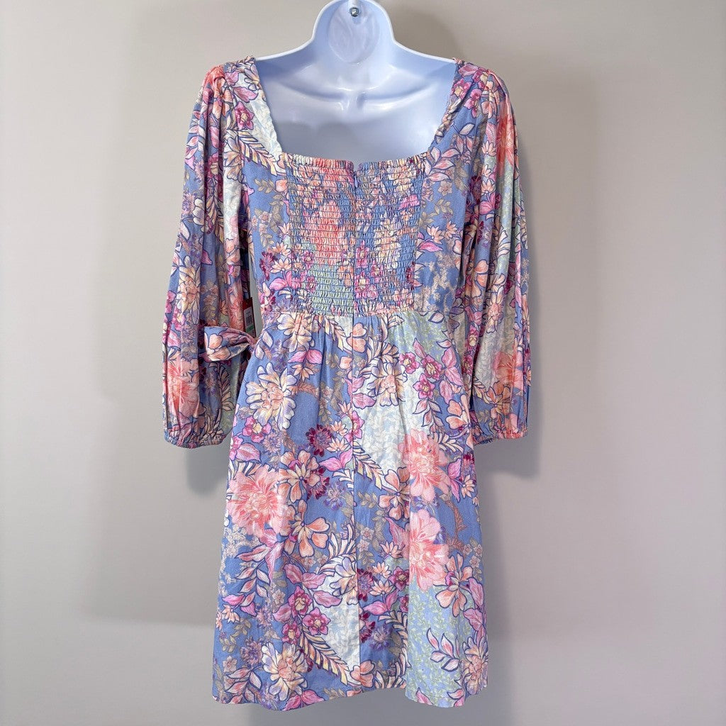 Vince Camuto Women's Size 8 Purple & Pink Floral Puff Sleeve Mini Dress NWT