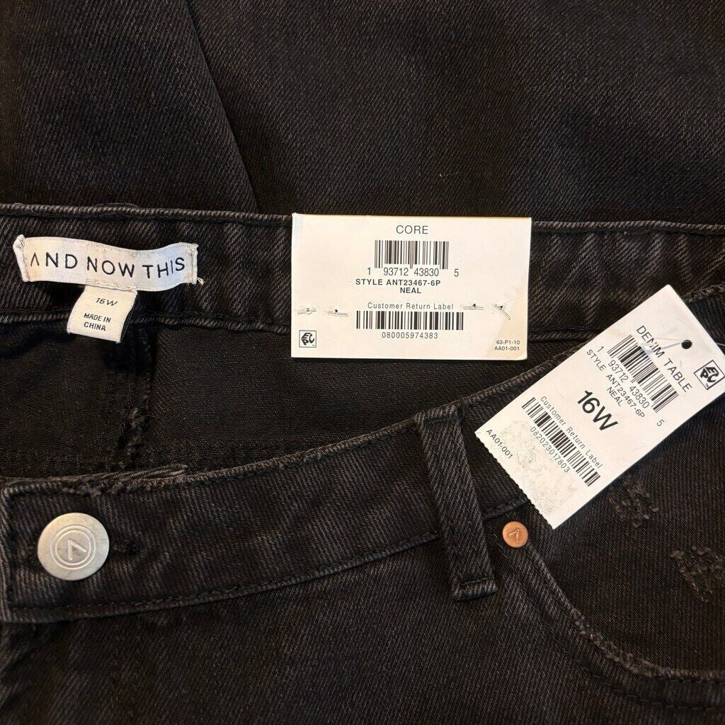 And Now This Plus Size Cotton High Rise Ripped Black Jeans NWT