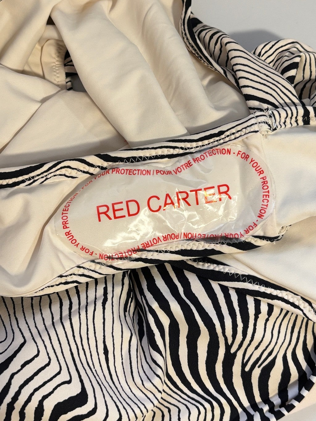 Red Carter Size Large Zebra Print Cutout One Piece Swimsuit Beige & Black NWT