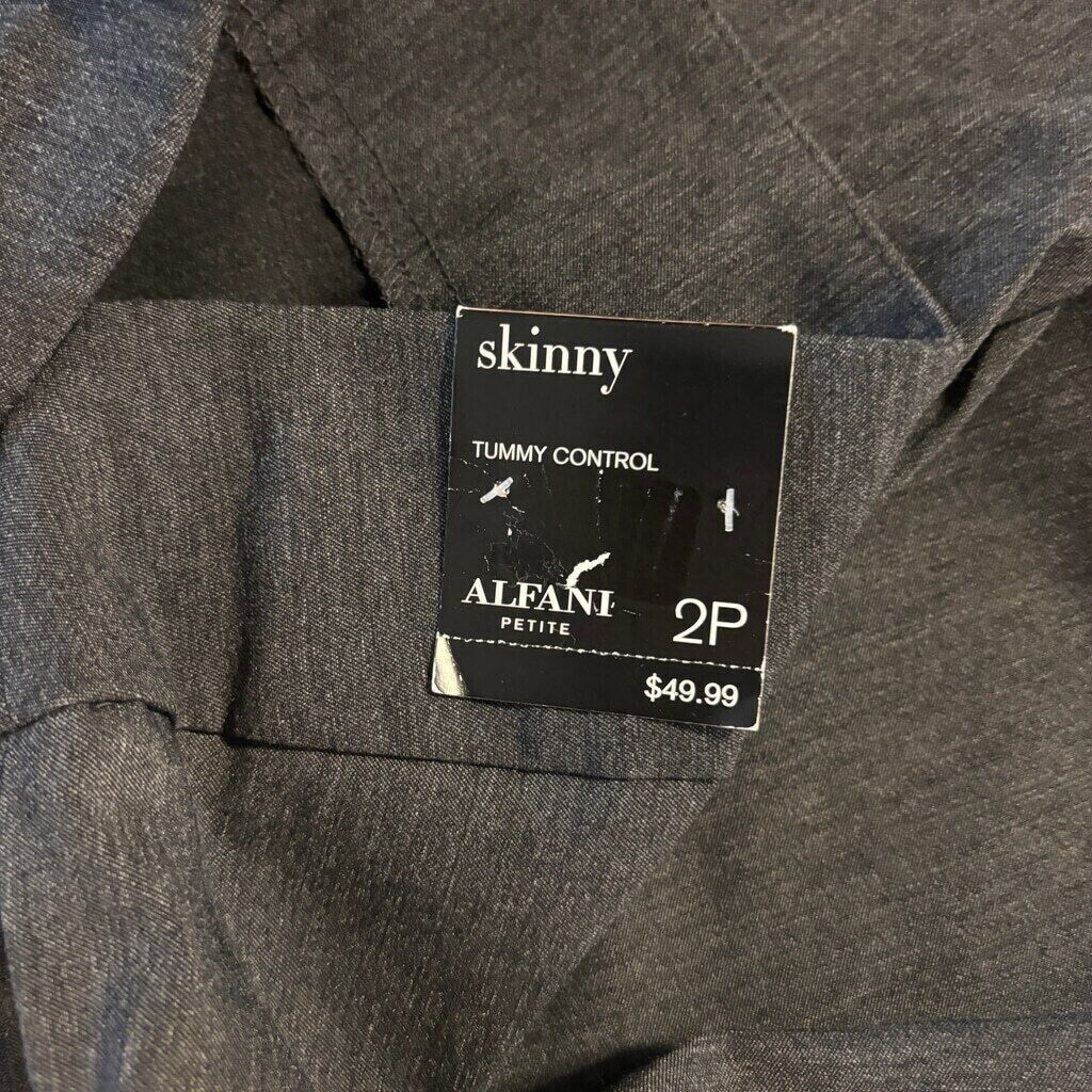 Alfani Petite Dark Grey Tummy-Control Pull-On Skinny Dress Pants NWT