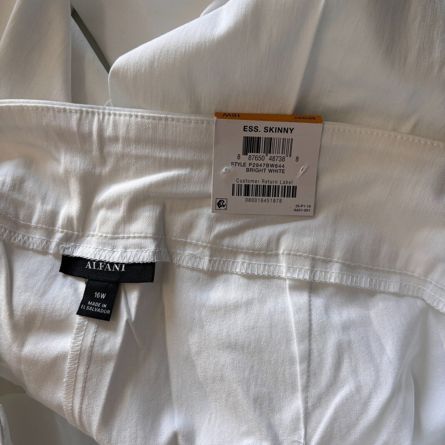 Alfani Plus Size White Tummy-Control Pull On Stretchy Skinny Dress Pants NWT