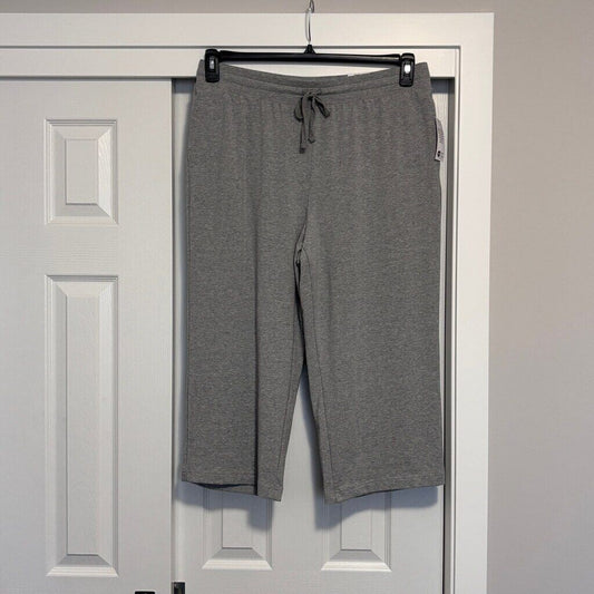 Karen Scott Women's Light Grey Knit Capri Pull On Pants / Joggers NWT