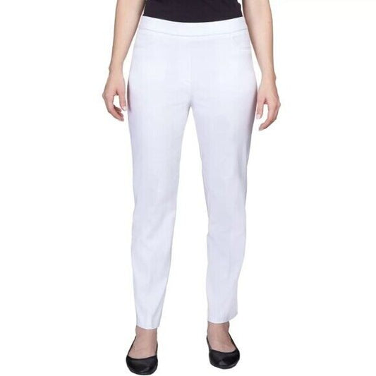 Alfred Dunner Petite Classic Allure White Dress Pants With Elastic Waist NWT