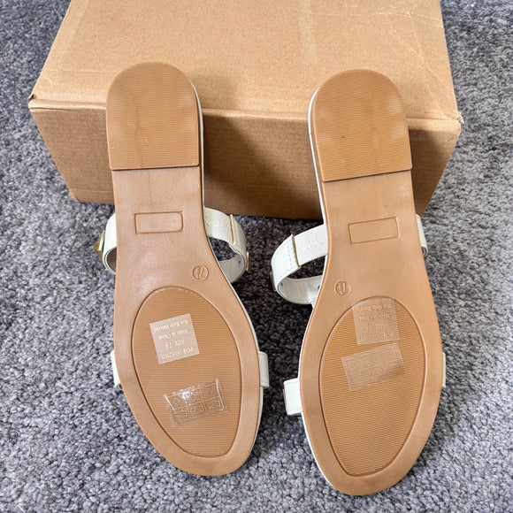 Journee Collection Women's 7.5 Beige Khaki Kendall Gold Studded Sandals NIB