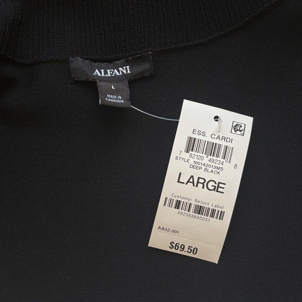 Alfani Women's Large Black Open Front Cardigan / Sweater NWT