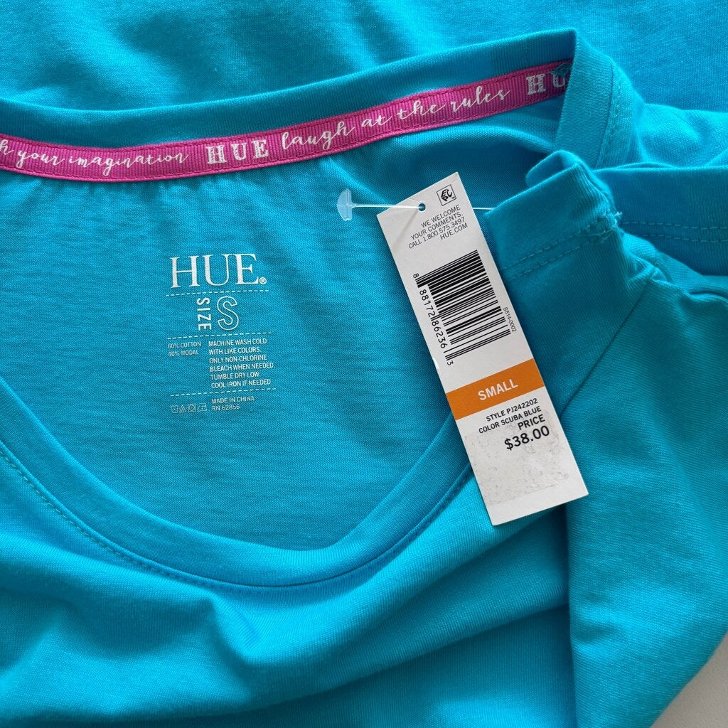 Hue Women's Teal Solid Scoop-Neck Short-Sleeve Sleep Tee / Pajama Top NWT