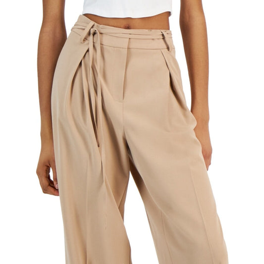 Bar III Women's Size 16 Beige Pleated High-Rise Wide-Leg Dress Pants NWT