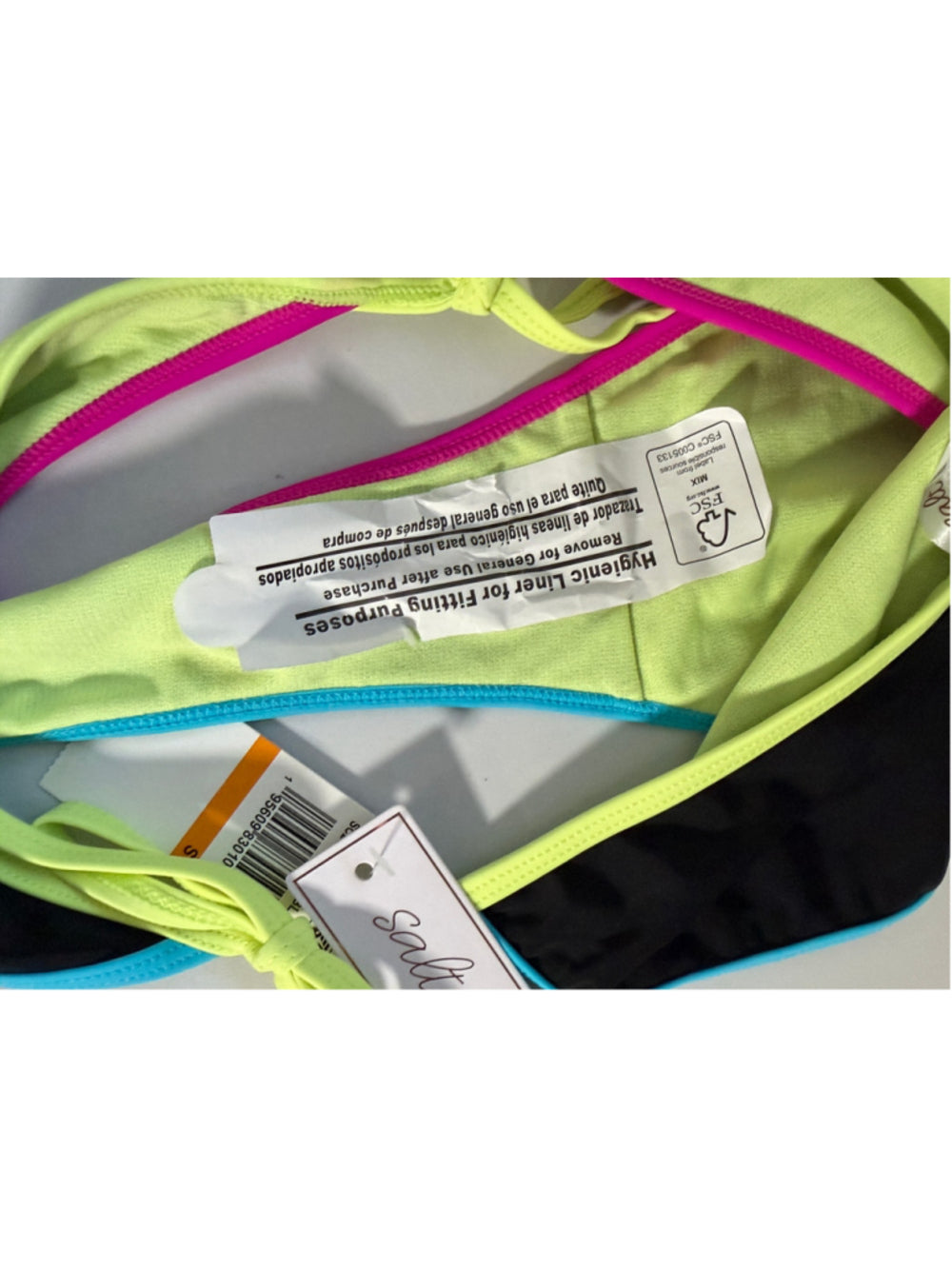 Salt + Cove Size Small Black w/ Neon Side-Tie Hipster Bikini Bottoms NWT