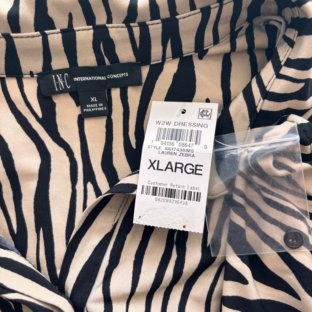 INC International Concepts XL Collared Sleeveless Zebra Print Midi Dress NWT