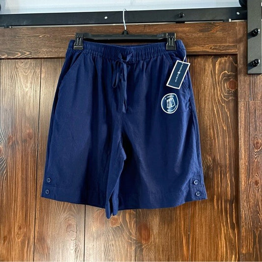 Karen Scott Women's Navy Blue Emilia Cotton Casual Shorts NWT