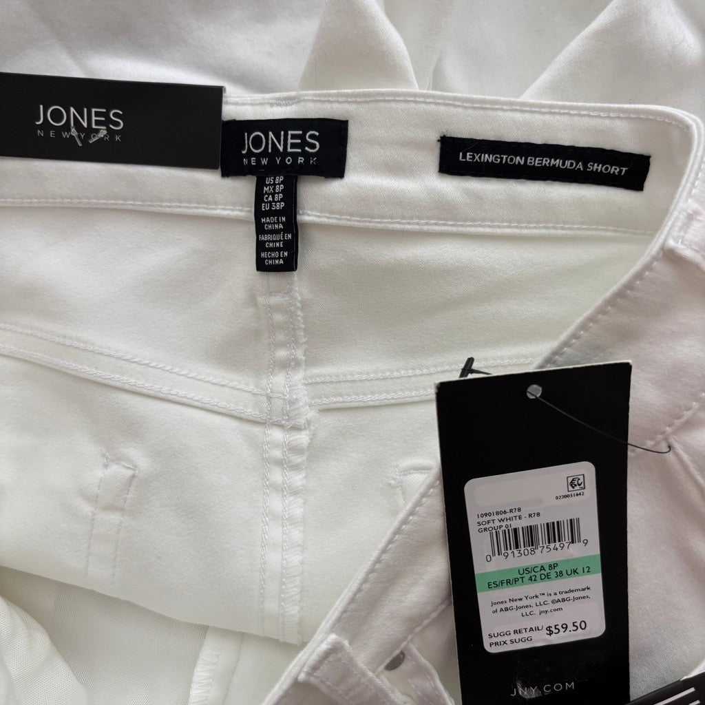 Jones New York Size 8 Petite White Lexington Cuffed Bermuda Shorts NWT
