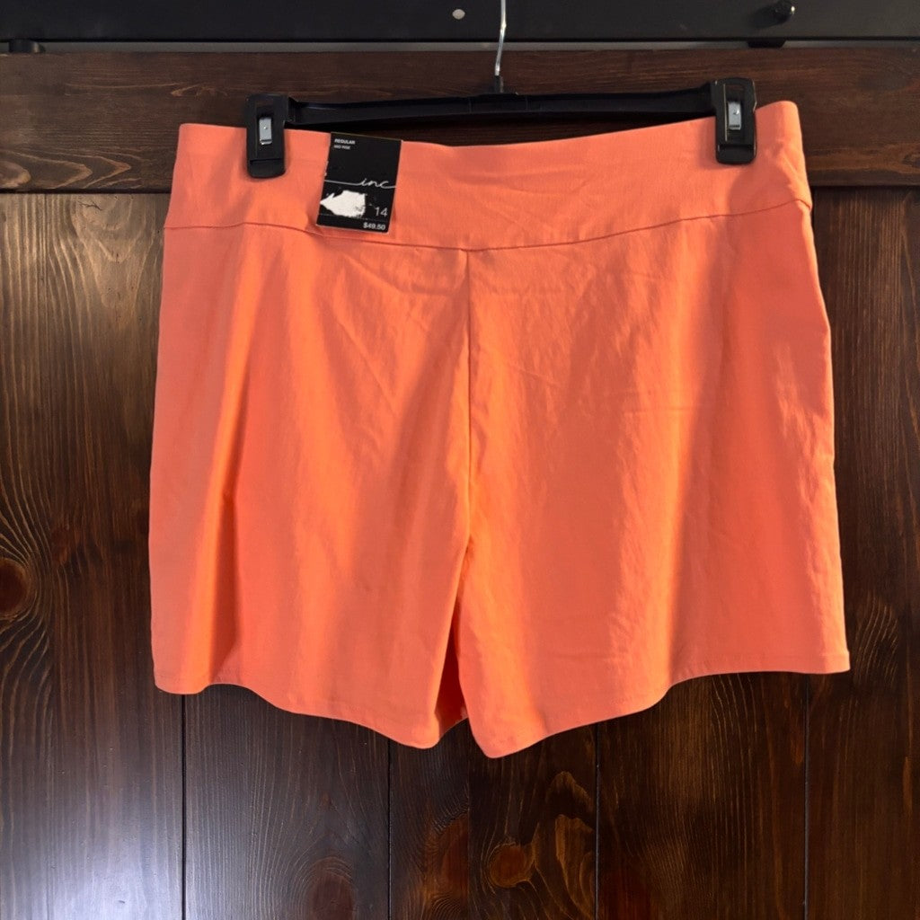 INC International Concepts Women's Size 14 Mid-Rise Pull-On Coral Shorts NWT