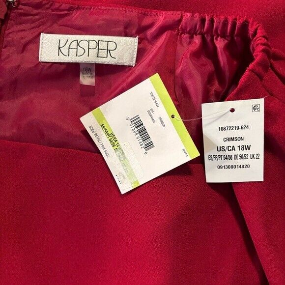 KASPER Plus Size 18W Red Stretch Crepe Pencil Skirt NWT