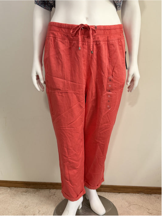 Tommy Hilfiger Women's XL Coral Rise Cuffed Twill Drawstring Pants NWT