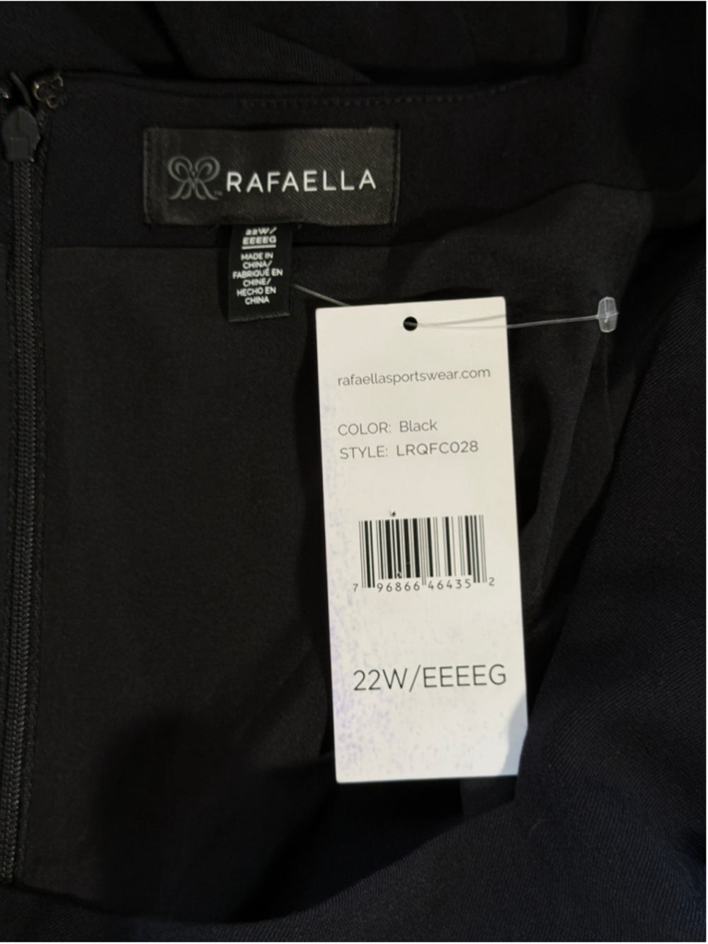 Rafaella Plus Size 22W Black Square Neck Short Sleeve Formal Dress NWT