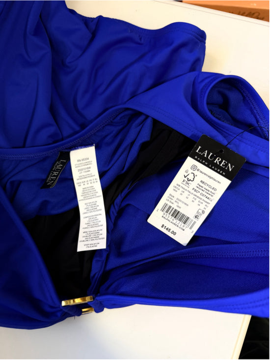 Ralph Lauren Women's 16W Plus Size Blue Ruched One-Piece Swimsuit NWT