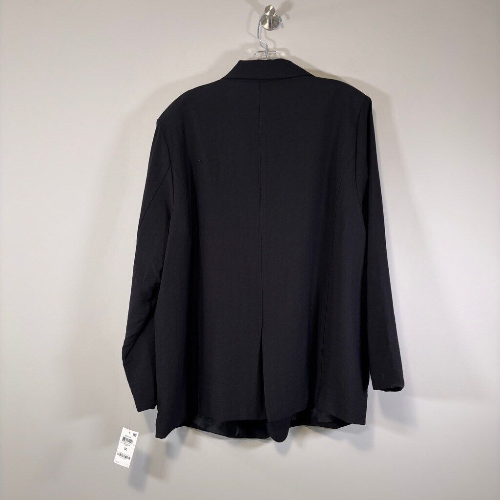 And Now This Plus Size 1X Black Oversized Button-Front Blazer NWT
