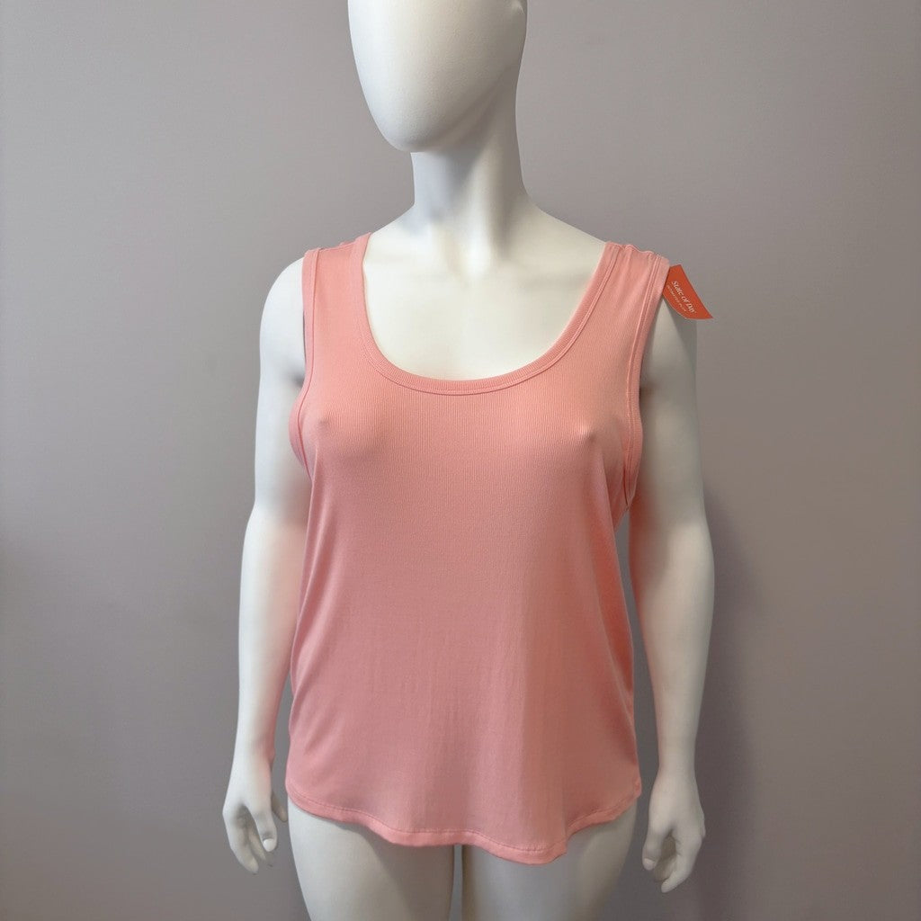 State of Day Women's Plus Size 3X Pink Ribbed Modal Sleep Tank Top NWT