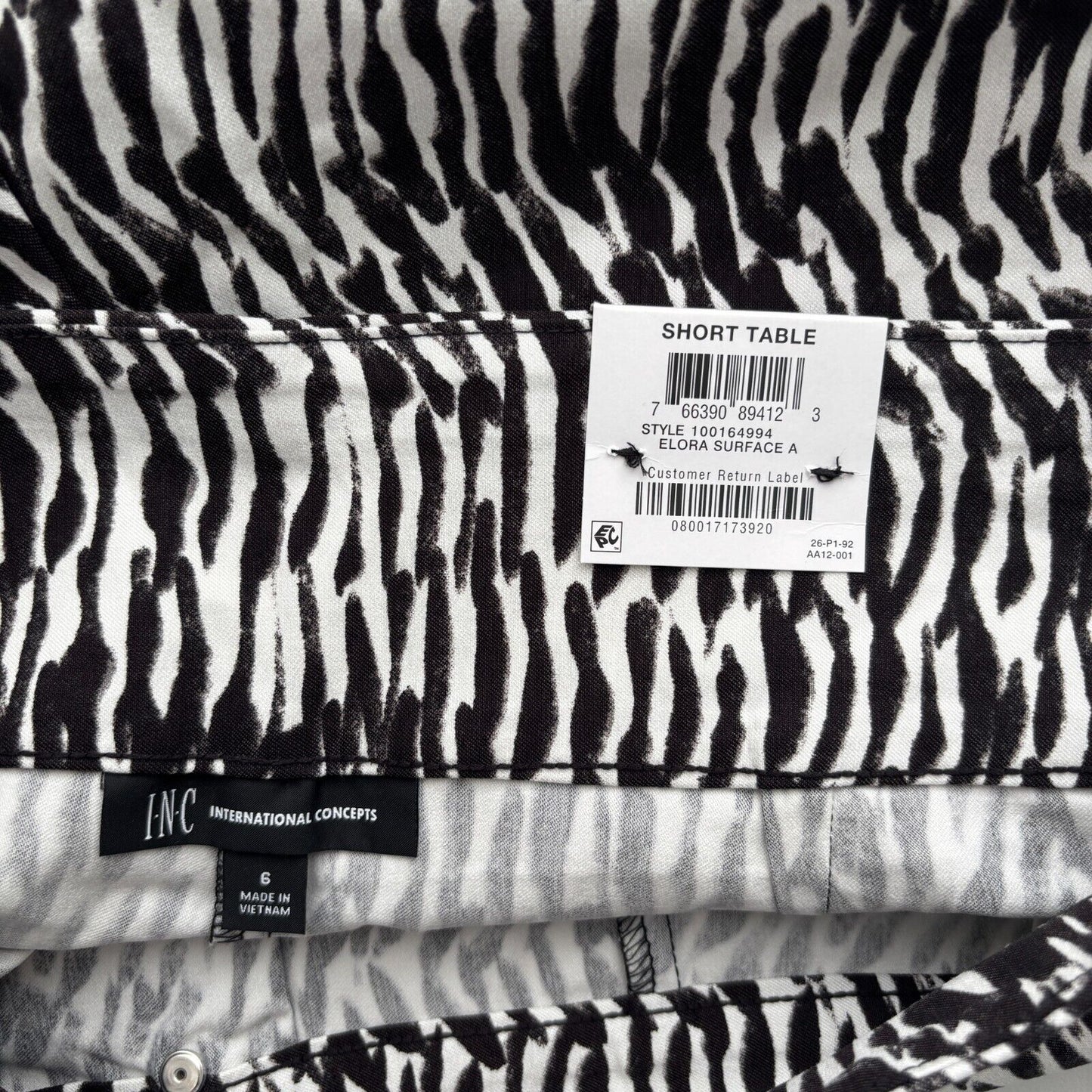 I.N.C. International Concepts Women's Zebra Printed High-Rise Bermuda Shorts NWT